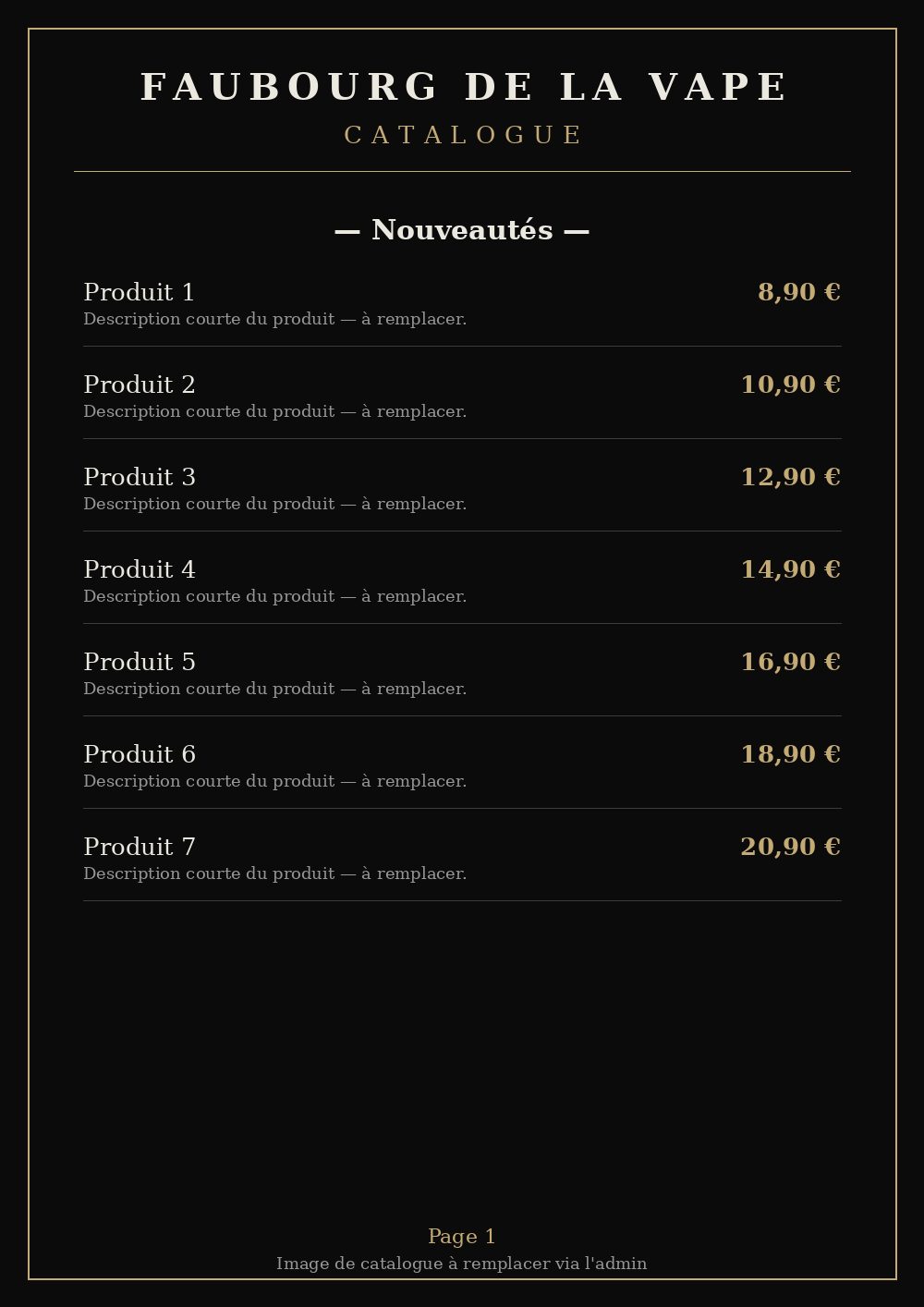 Catalogue Faubourg de la Vape — page 1 : nouveautés e-liquides