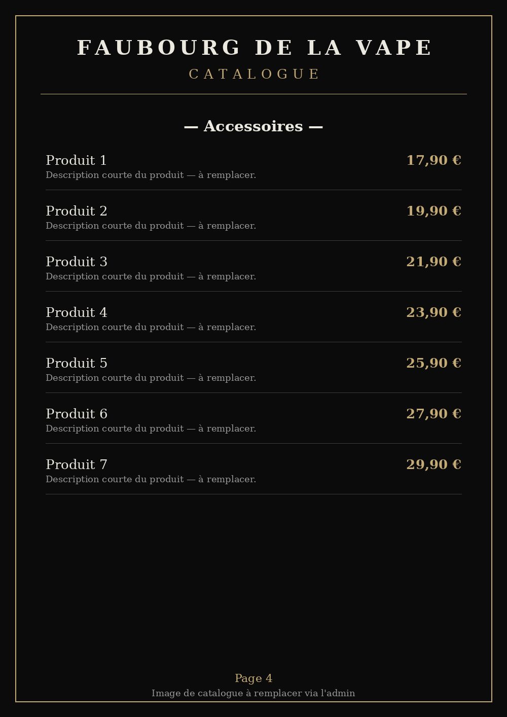 Catalogue Faubourg de la Vape — page 4 : accessoires